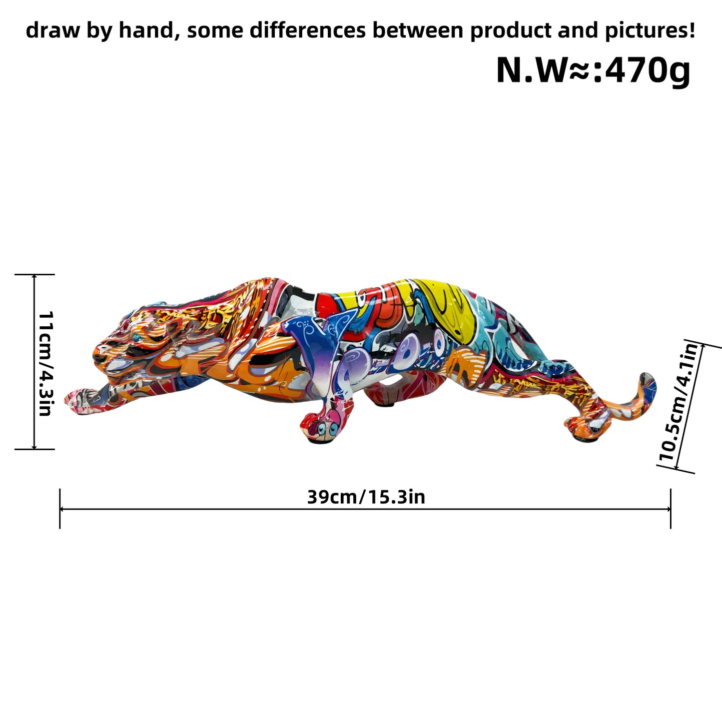Kunstvolle und bunte Tierfigur in Pantherform Brehn