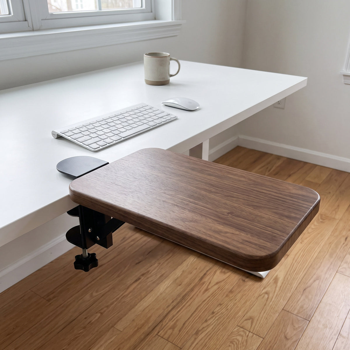 Unter-Desk Bambus Ausziehbare Arbeitsfläche Clamp-Montierte Tastatur- & Mausplattform