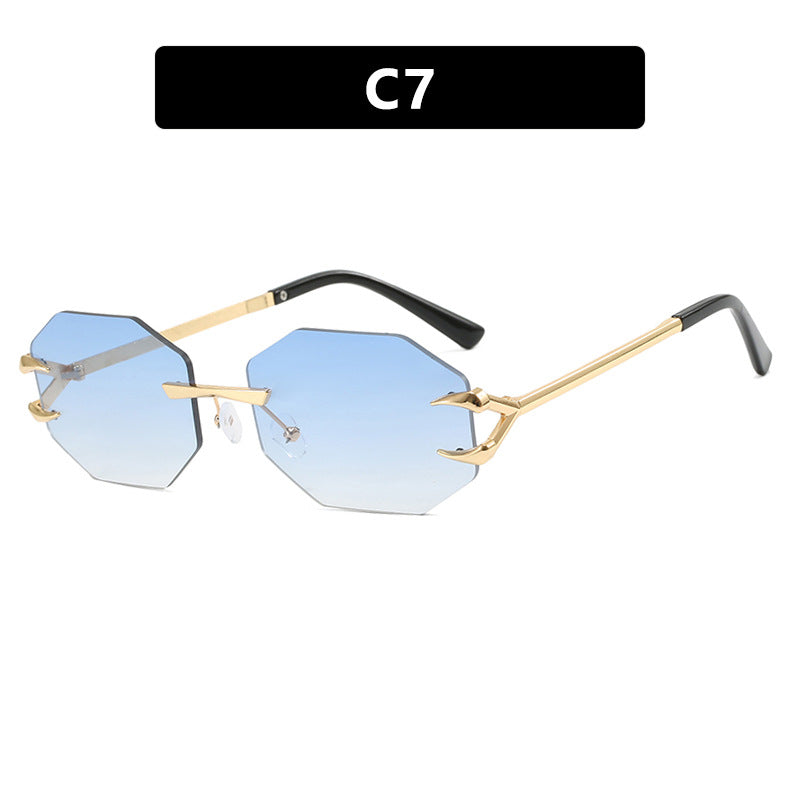 Damen geometrische Sonnenbrille mit modernem Metallrahmen Brehn