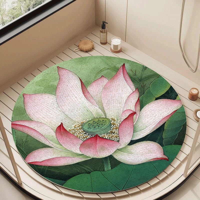 Florales Design Zirkuläre Badematte Brehn