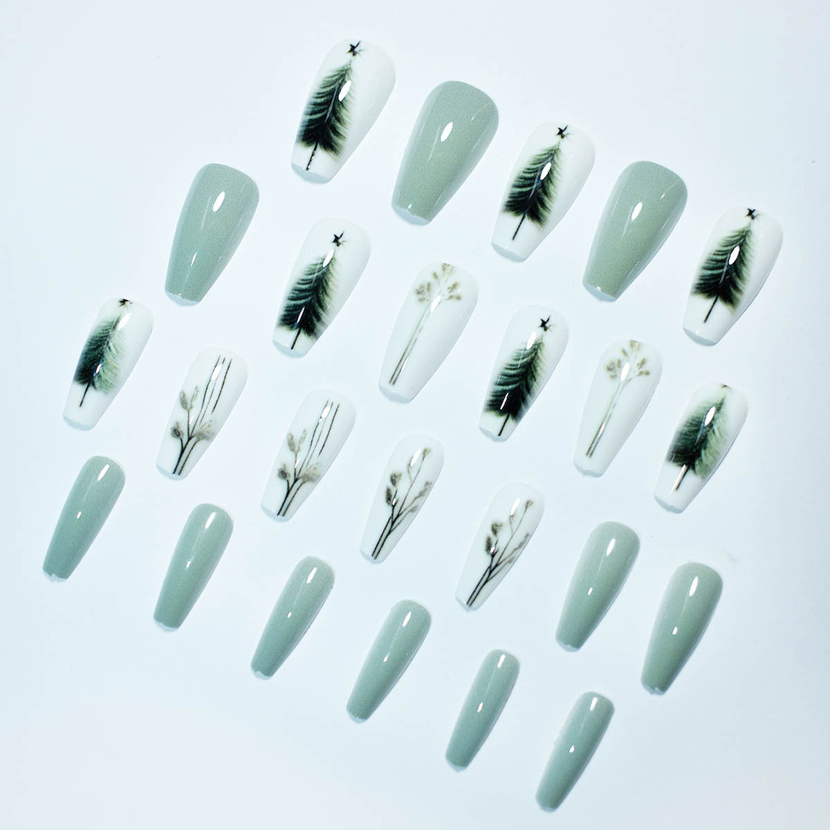 Künstlerische Botanische Press-On Nagelkunst Brehn
