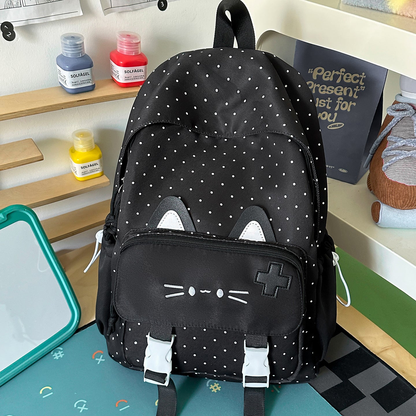 Niedlicher katzenmotivierter robuster Schulrucksack