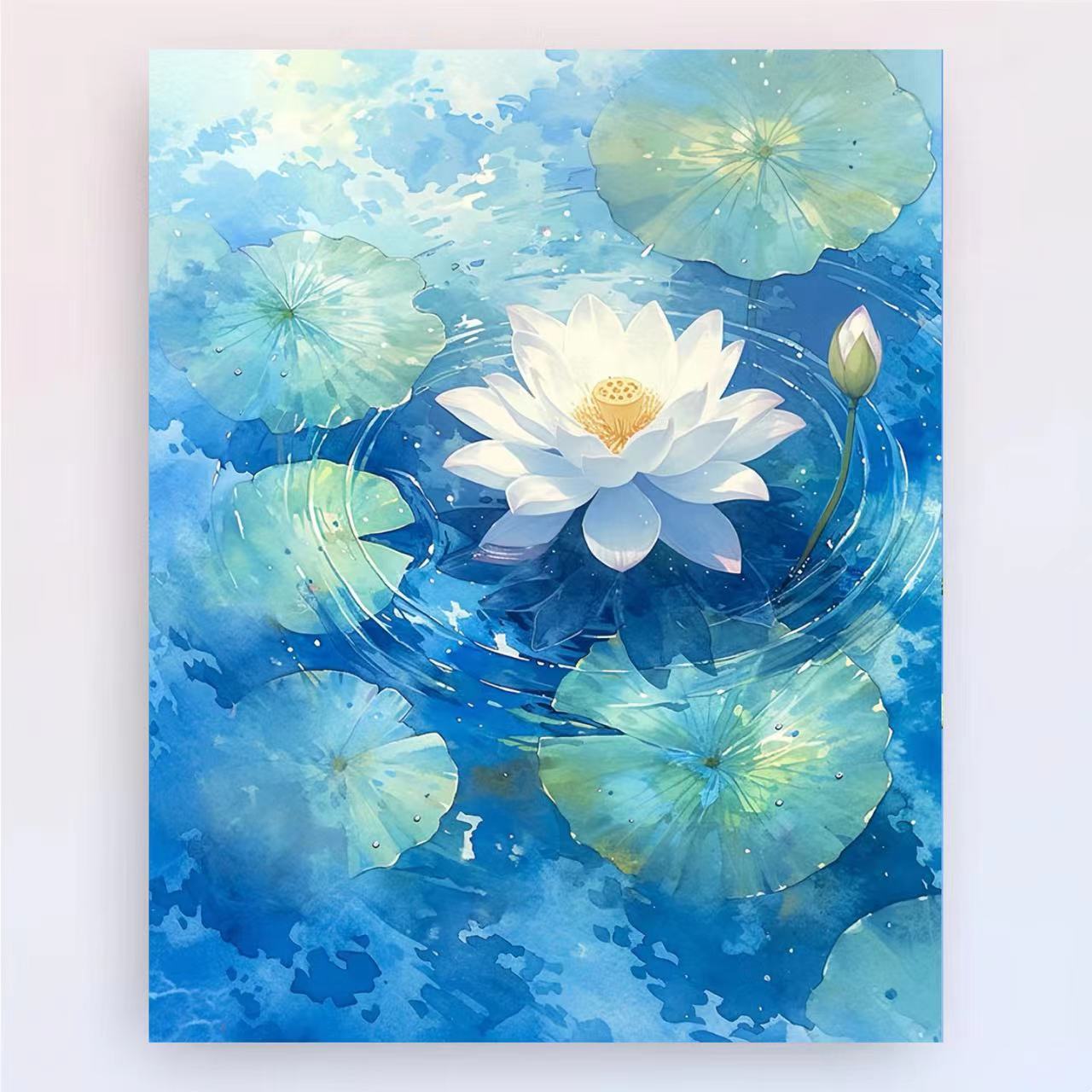 Zeitgenössischer Lotus-Blumen-Canvas-Kunstdruck Brehn