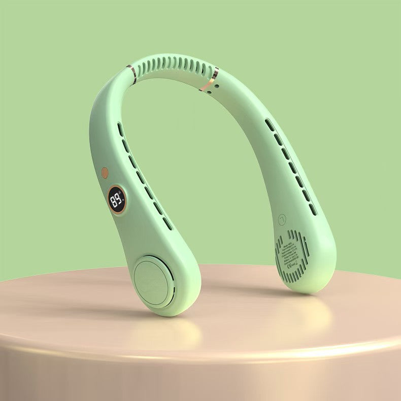 Unisex nan ergonomischer tragbarer Halsventilator mit LED-Geschwindigkeitsanzeige und dualen Luftauslässen Brehn