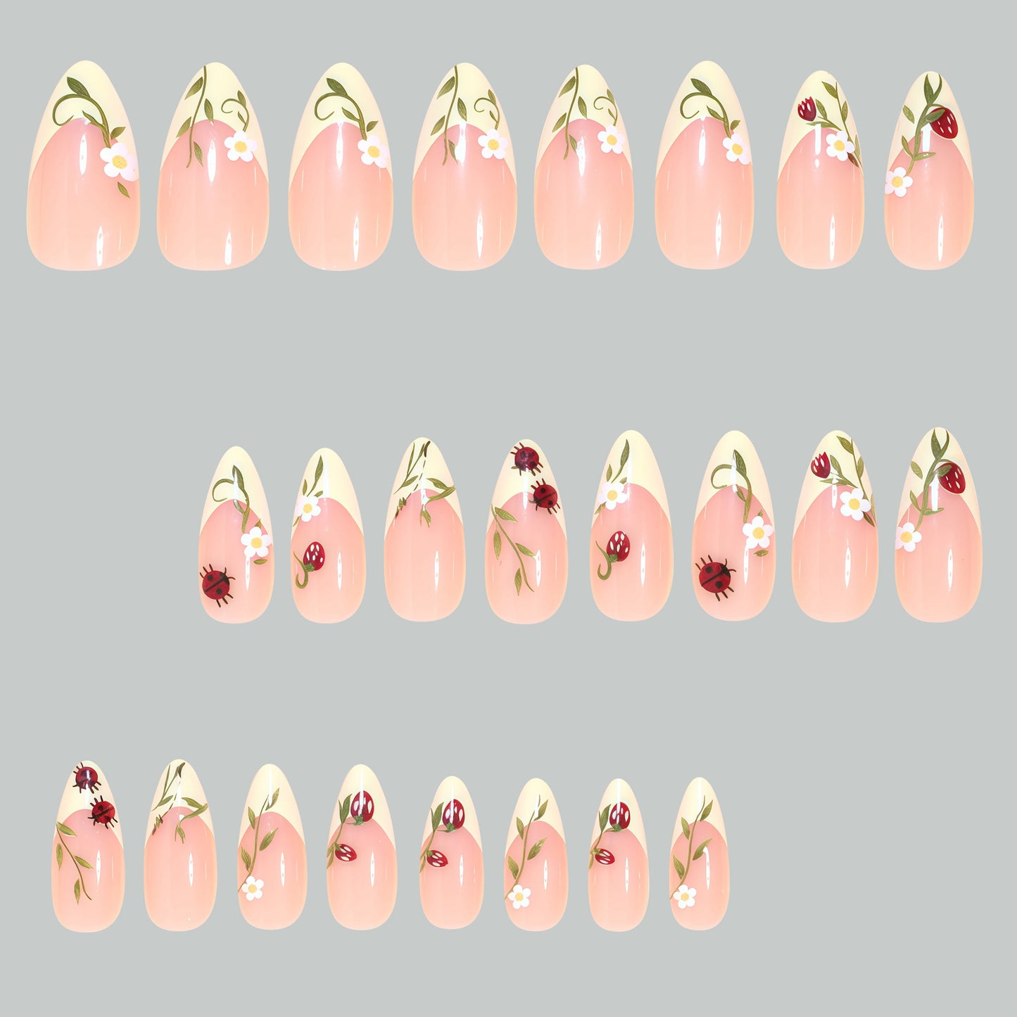 Künstlerische florale Stiletto-Nageltips Brehn