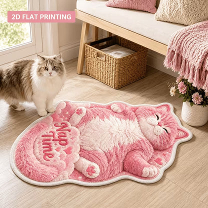 Niedlicher katzenförmiger Plüschteppich