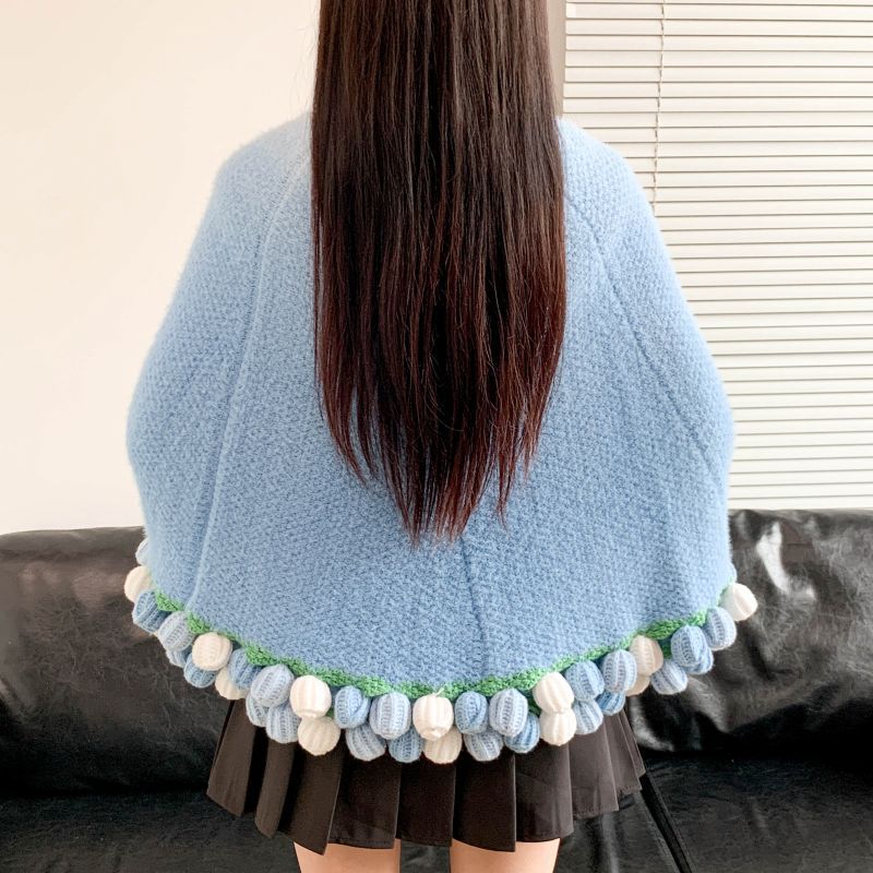 Poncho Mit Buntem Pomponbesatz Brehn