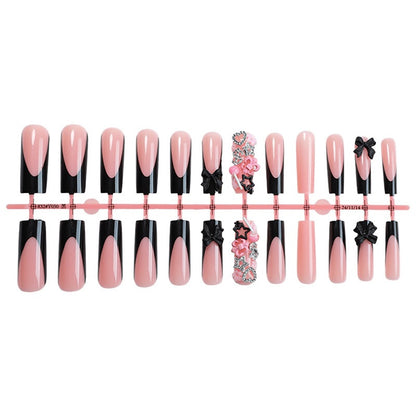 Kunstnagelset mit elegantem Schwarz-Rosa Design Brehn