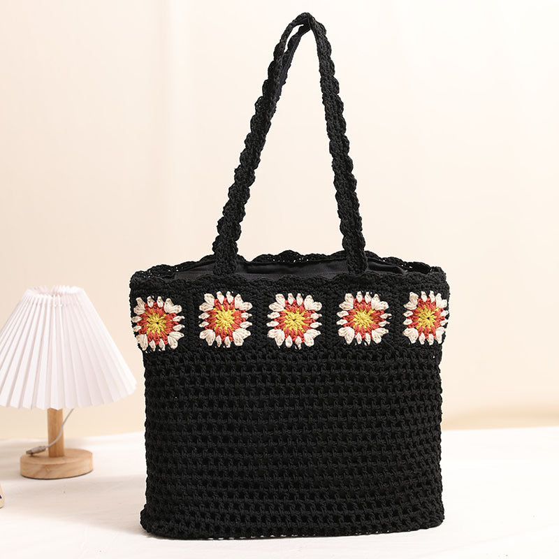 Damen Handgefertigte Tragetasche mit floralen Applikationen Brehn