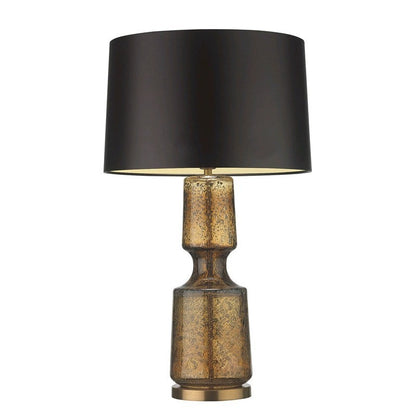 Stilvolle Glastischlampe mit elegantem schwarz Schirm