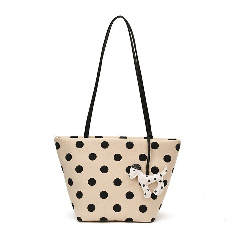Polka Dot Canvas Schultertasche Brehn