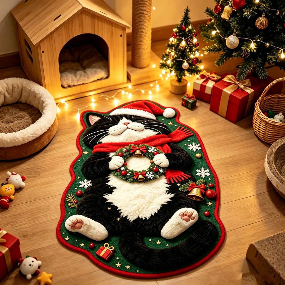 Weihnachtskatzen-Themen-Teppich