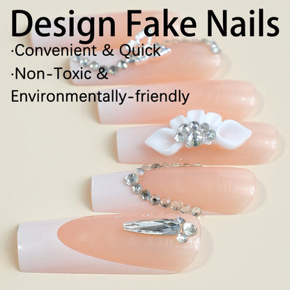 Kunstnagelset mit eleganten 3D-Akzenten und Glitzerverzierungen Brehn