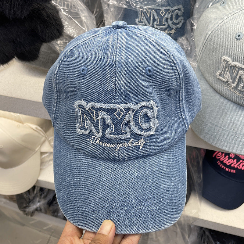 Unisex Distressed Denim Cap mit NYC Stickerei Brehn