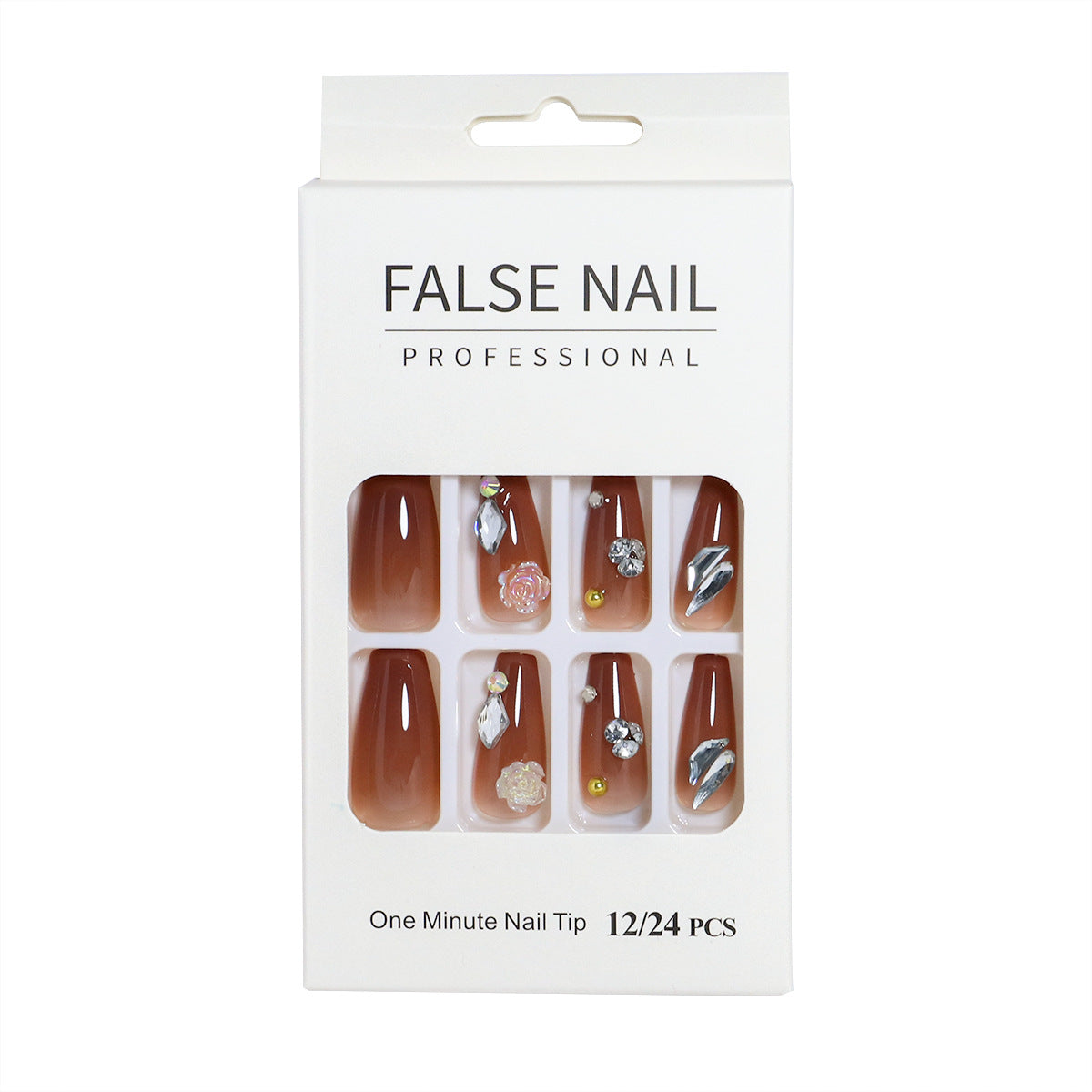 Dekorativer Press-On-Nagelset mit 3D-Akzenten Brehn