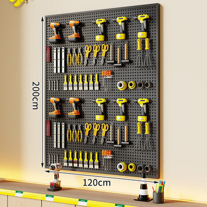 Wandmontierter perforierter Metallwerkzeug-Pegboard-Organizer mit Magnetstreifen und Mehrfachhaken