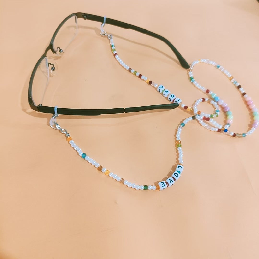 Brillenhalterkette mit Bunten Perlen Brehn