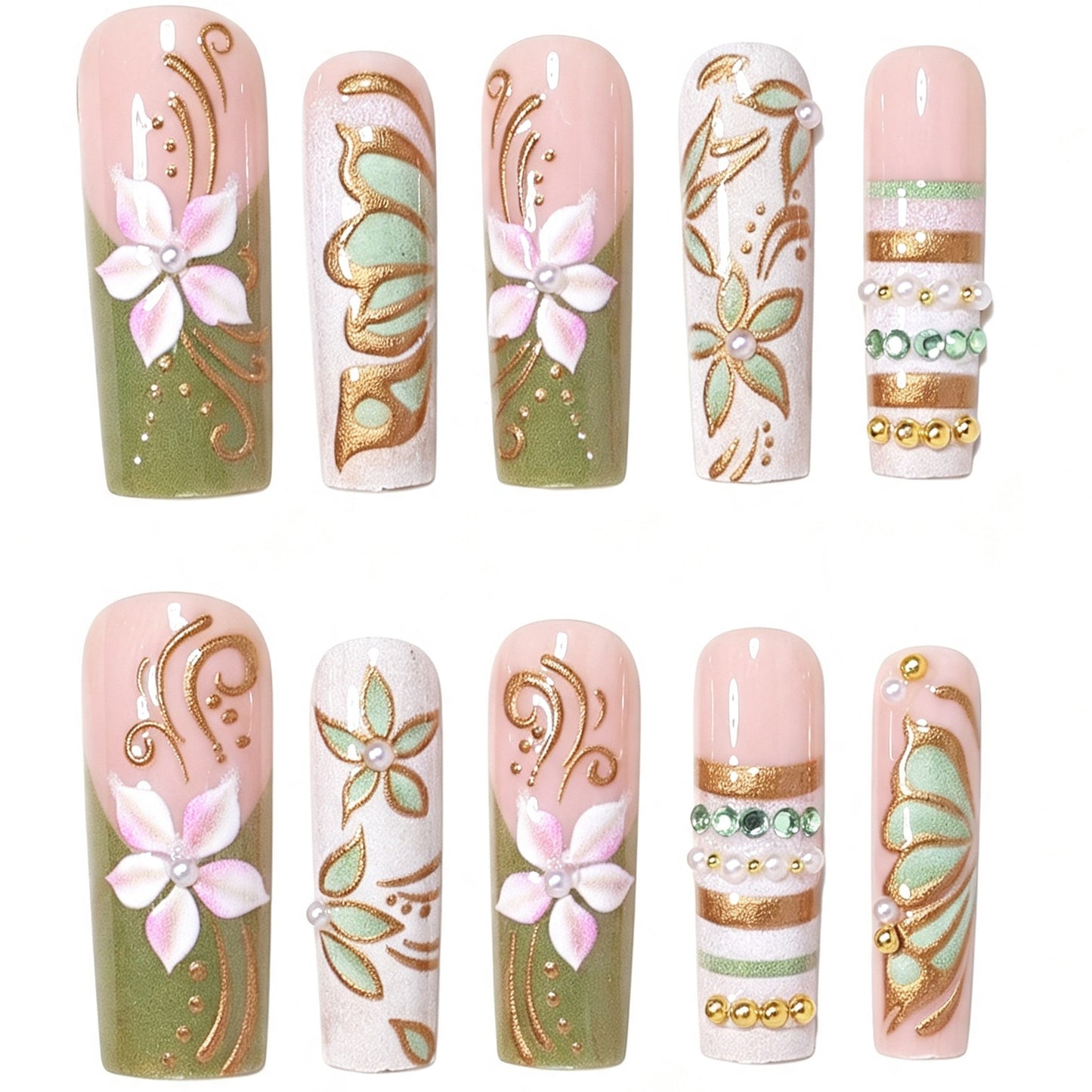 Künstlerisches Luxus Press-on Nagelkunst Set Brehn