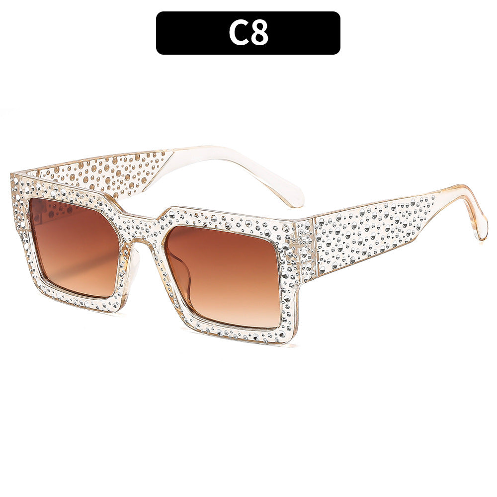 Rhinestone-beschichtete Schild-Sonnenbrille