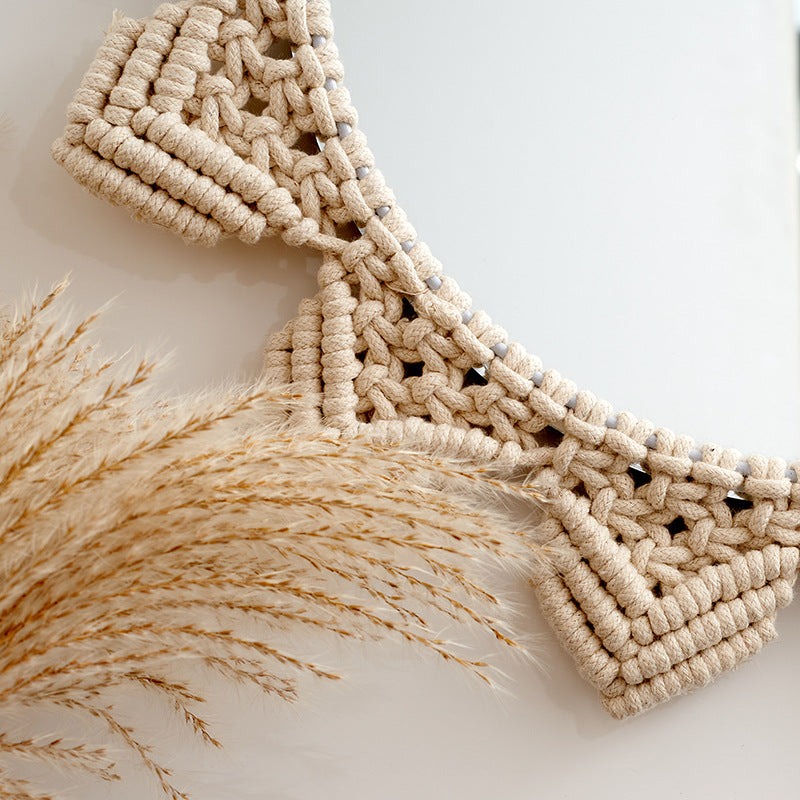 Dekorativer Macramé-Wandspiegel mit Blumenmuster Brehn