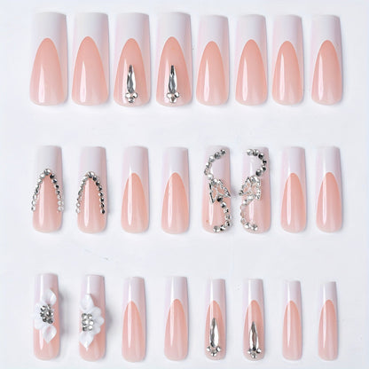 Dekorative mit Strass verzierten Press-On Nagelset