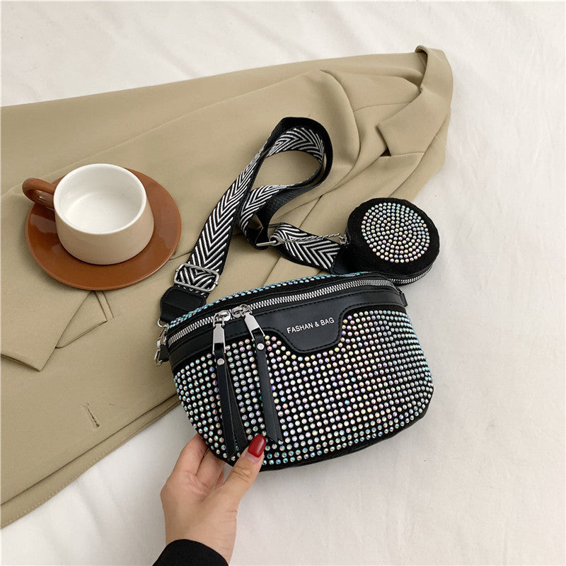 Stylische mit Strass verzierte Mini-Crossbody-Tasche Brehn