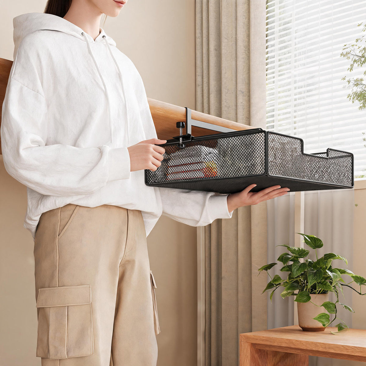 Clamp-Montierter Unter-Tisch Gleitender Netz Speicher Schubladen Organizer