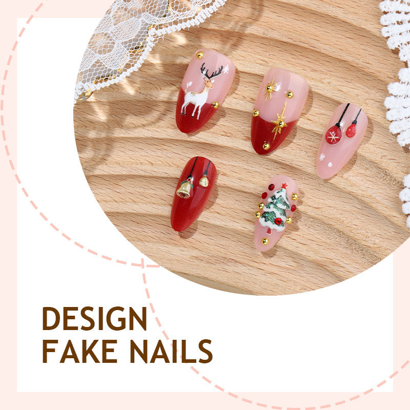 Kunstnagelset mit festlichen Weihnachtsmotiven und funkelnden Akzenten Brehn