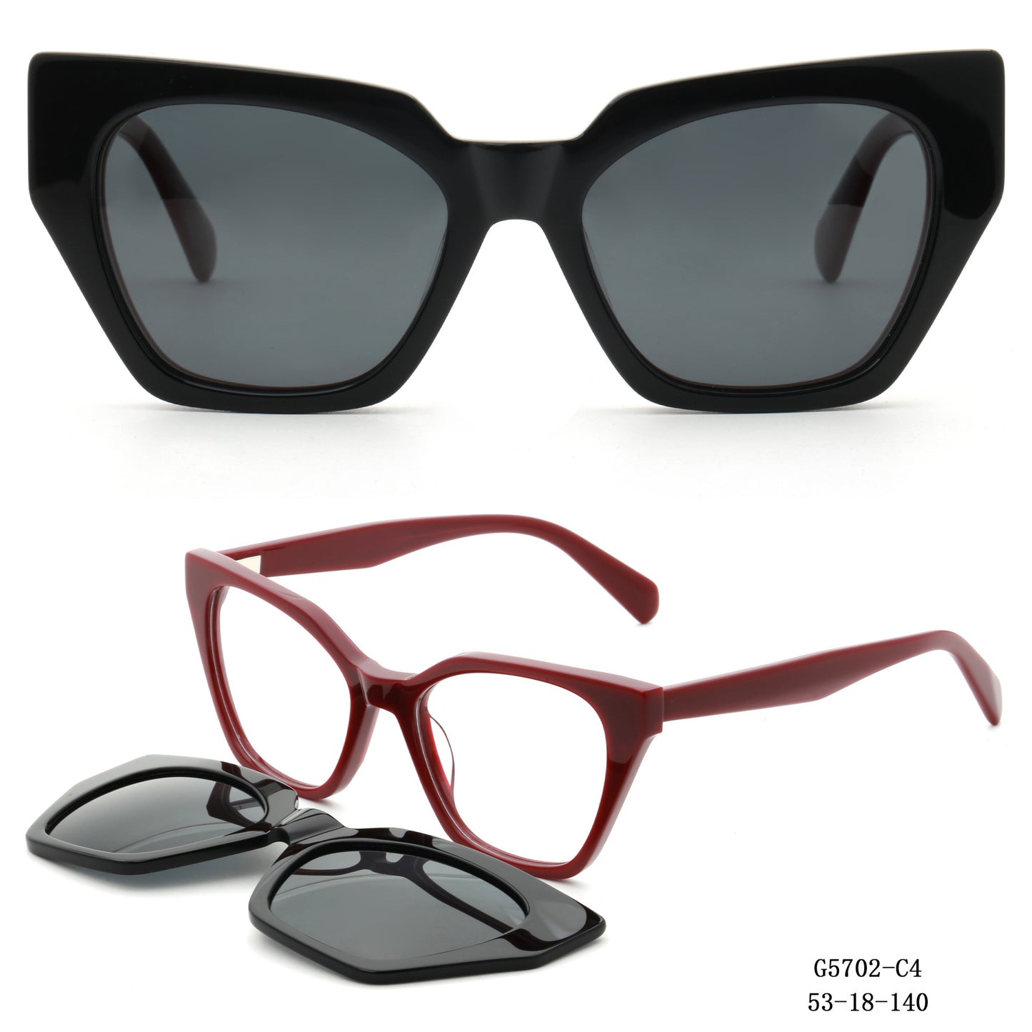 Damen auffällige Oversized-Sonnenbrille mit abnehmbaren Gläsern Brehn