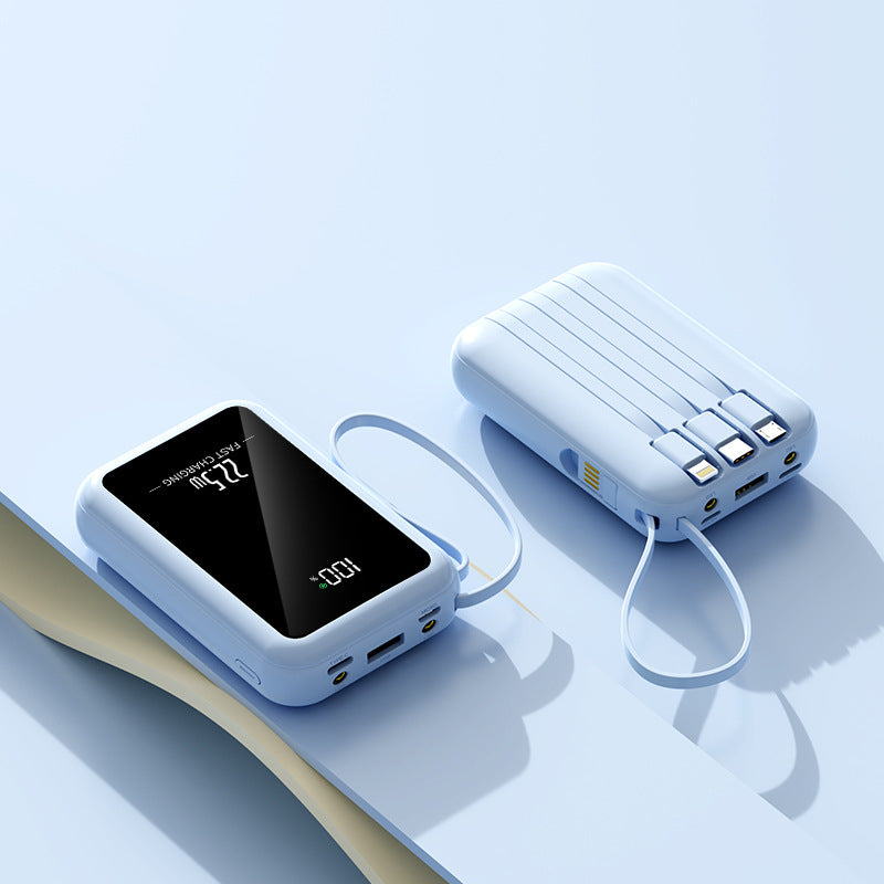 Tragbare Powerbank mit integrierter digitaler Anzeige und vielseitigem Kabelsystem Brehn