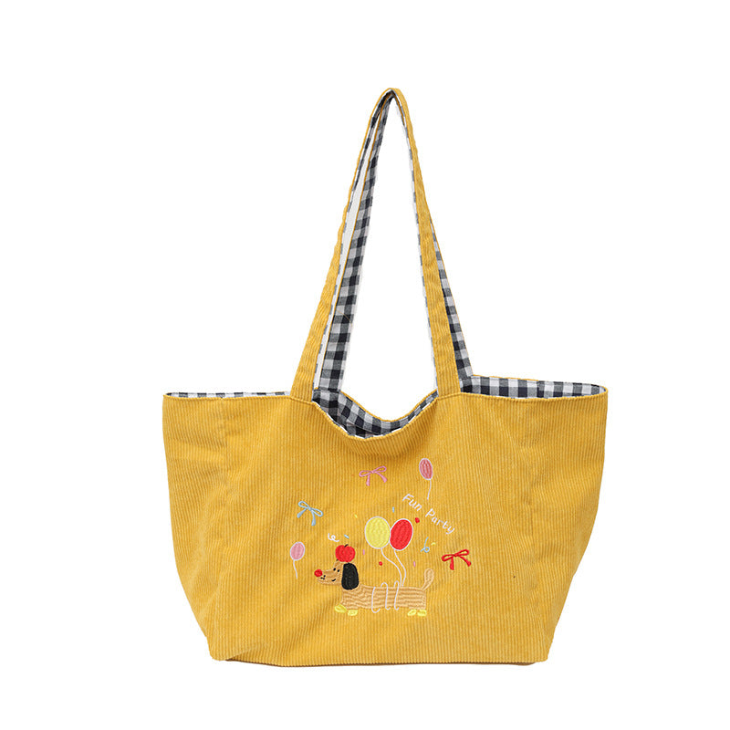 Baumwoll-Tasche mit Verspieltem Hundemotiv Brehn