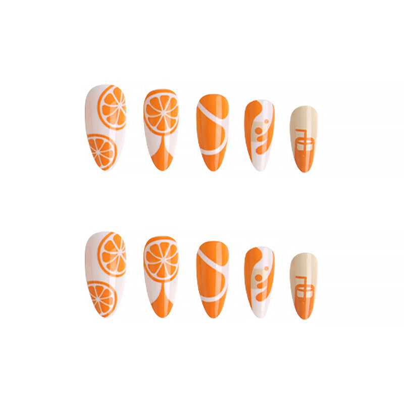 Kunstnagel-Set mit fruchtigem Orange-Design Brehn