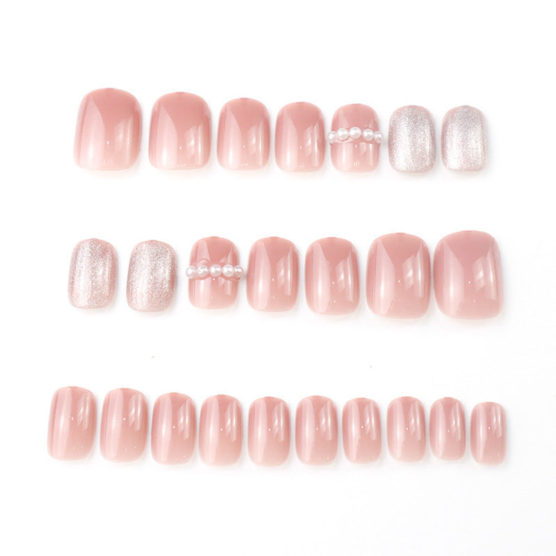 Luxus Press-On Nagelset mit Perlen- und Glitzerakzenten Brehn