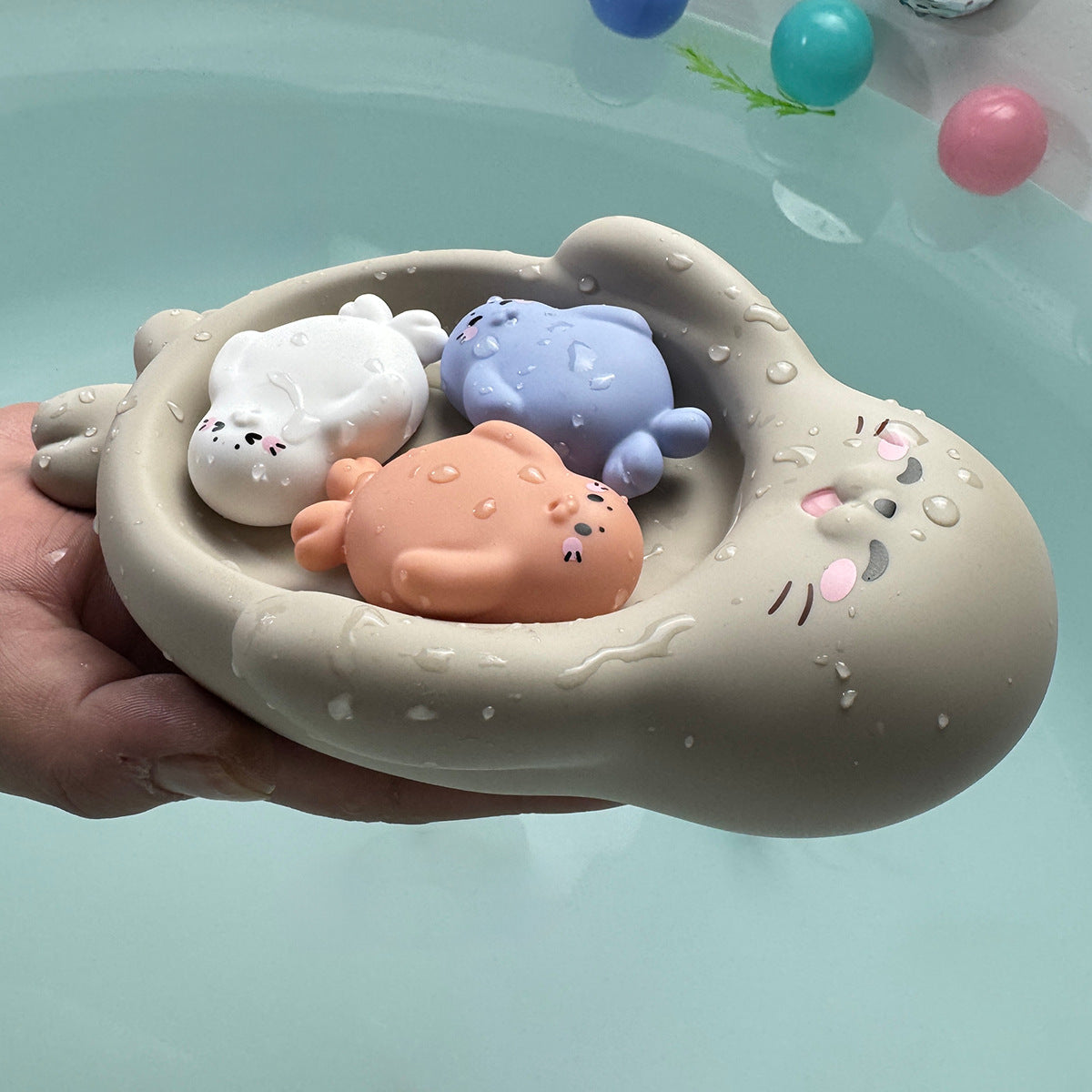 Unisex Badespaßspielzeugset mit niedlichen Nilpferdfiguren Brehn
