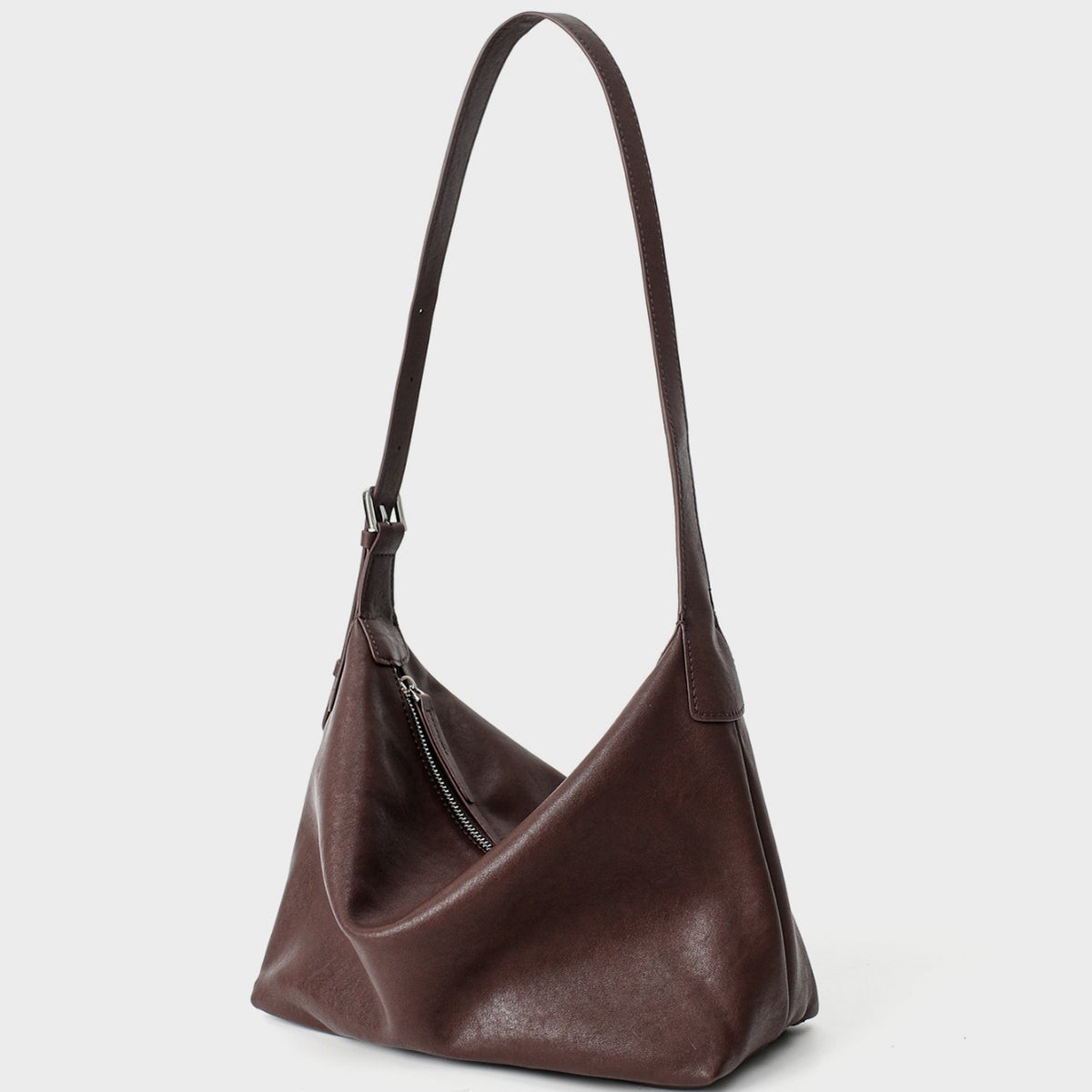 Weiche Slouch Hobo Schultertasche mit verstellbarem Schnallenriemen und diagonaler Reißverschlusstasche