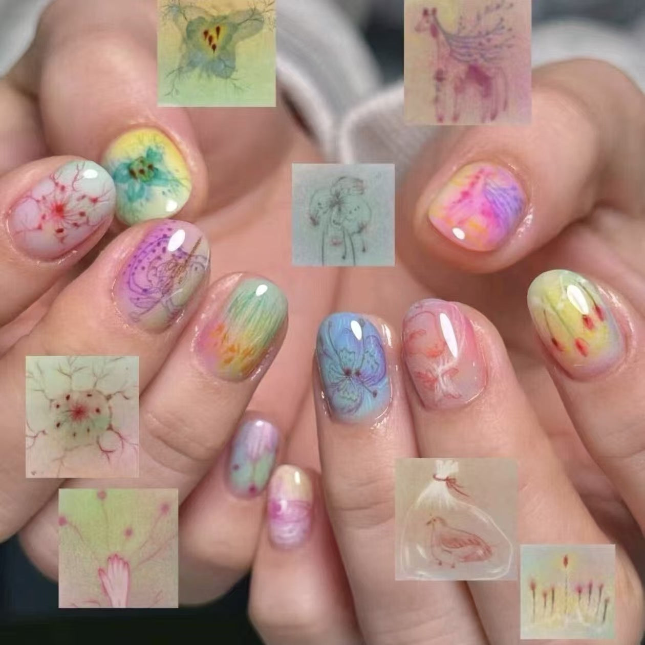 Künstlerisches Press-On-Nagelset mit geometrischen Designs Brehn
