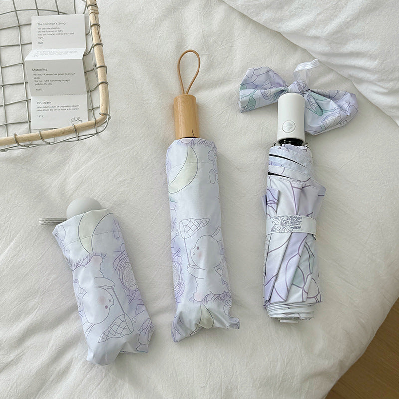 Damen Faltbarer Regenschirm mit floralem Minimalismus Brehn
