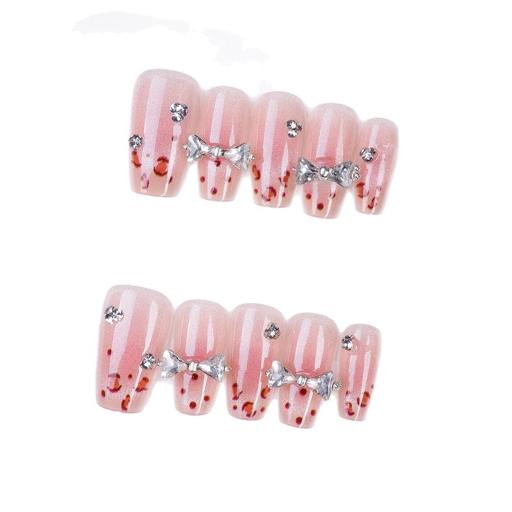 Dekoratives Strass-Bow Press-On Nagelset Brehn