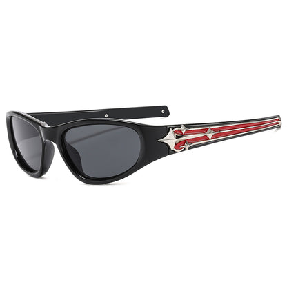 Modebewusste Shield-Sonnenbrille mit dekorativem Rahmendesign Brehn