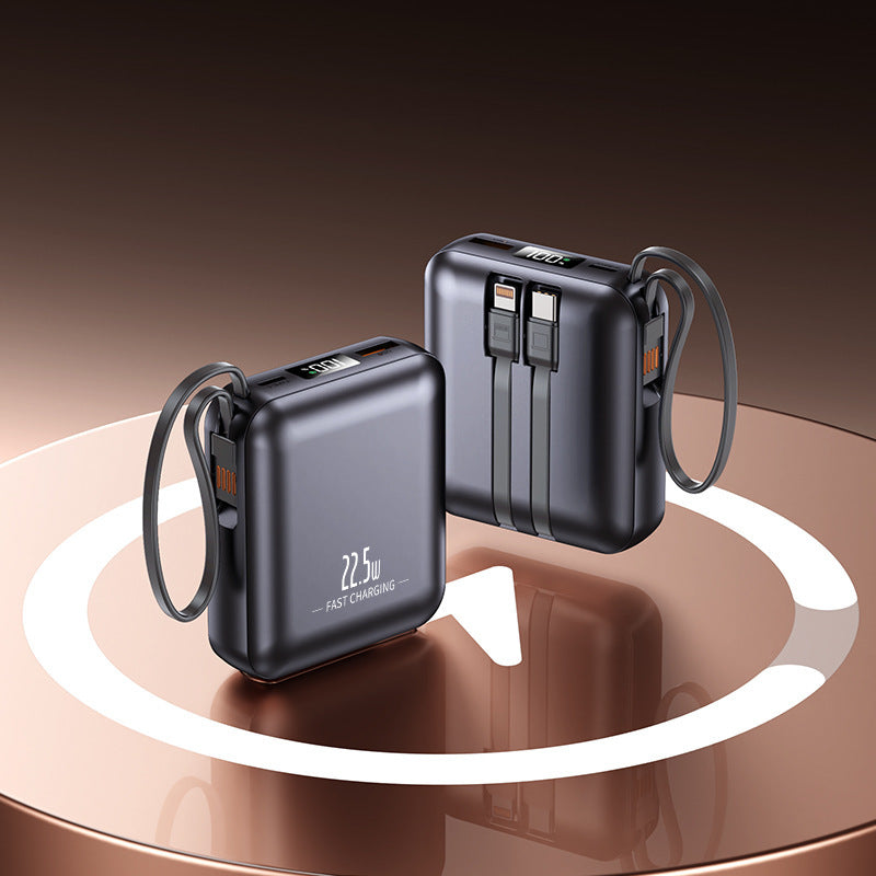 Tragbare Powerbank mit Schnellladefunktion und integriertem Kabelsystem Brehn