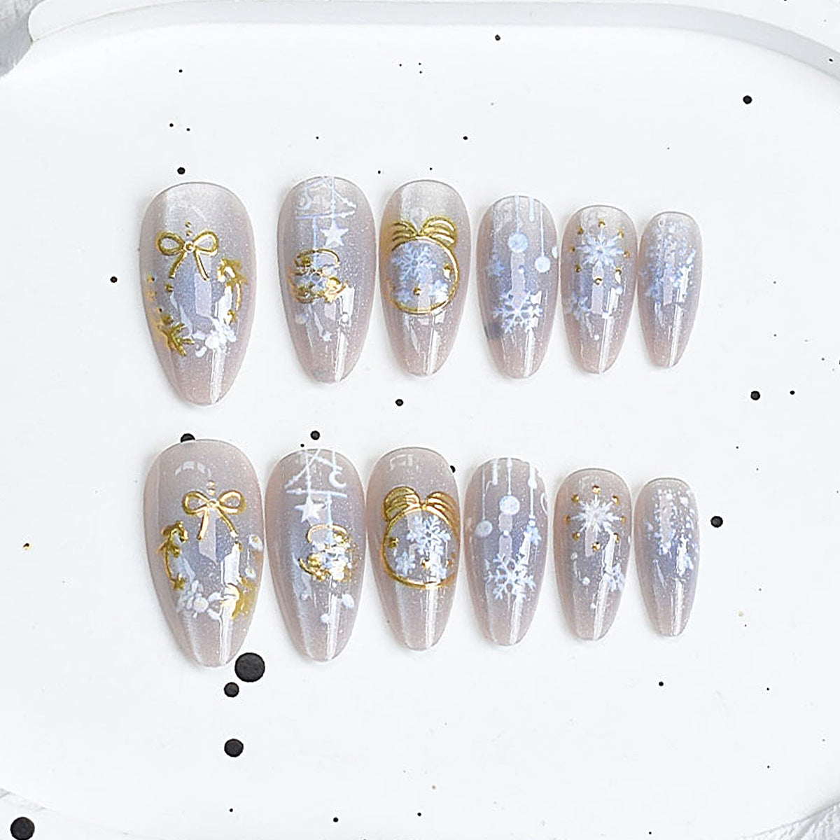 Künstlerisches Press-On-Nagelset mit Kirschblütenmuster Brehn