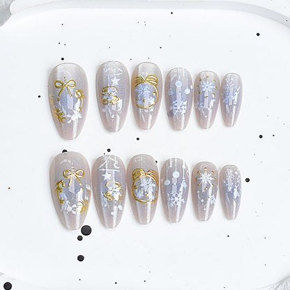 Künstlerisches Press-On-Nagelset mit Kirschblütenmuster Brehn