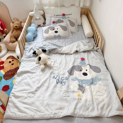 Wendbares Kinder-Bettwäscheset aus weicher Mikrofaser mit großem Teddybär‑Print und gesteppter Decke