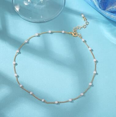 Elegante Perlen- und Ketten-Anklet Brehn