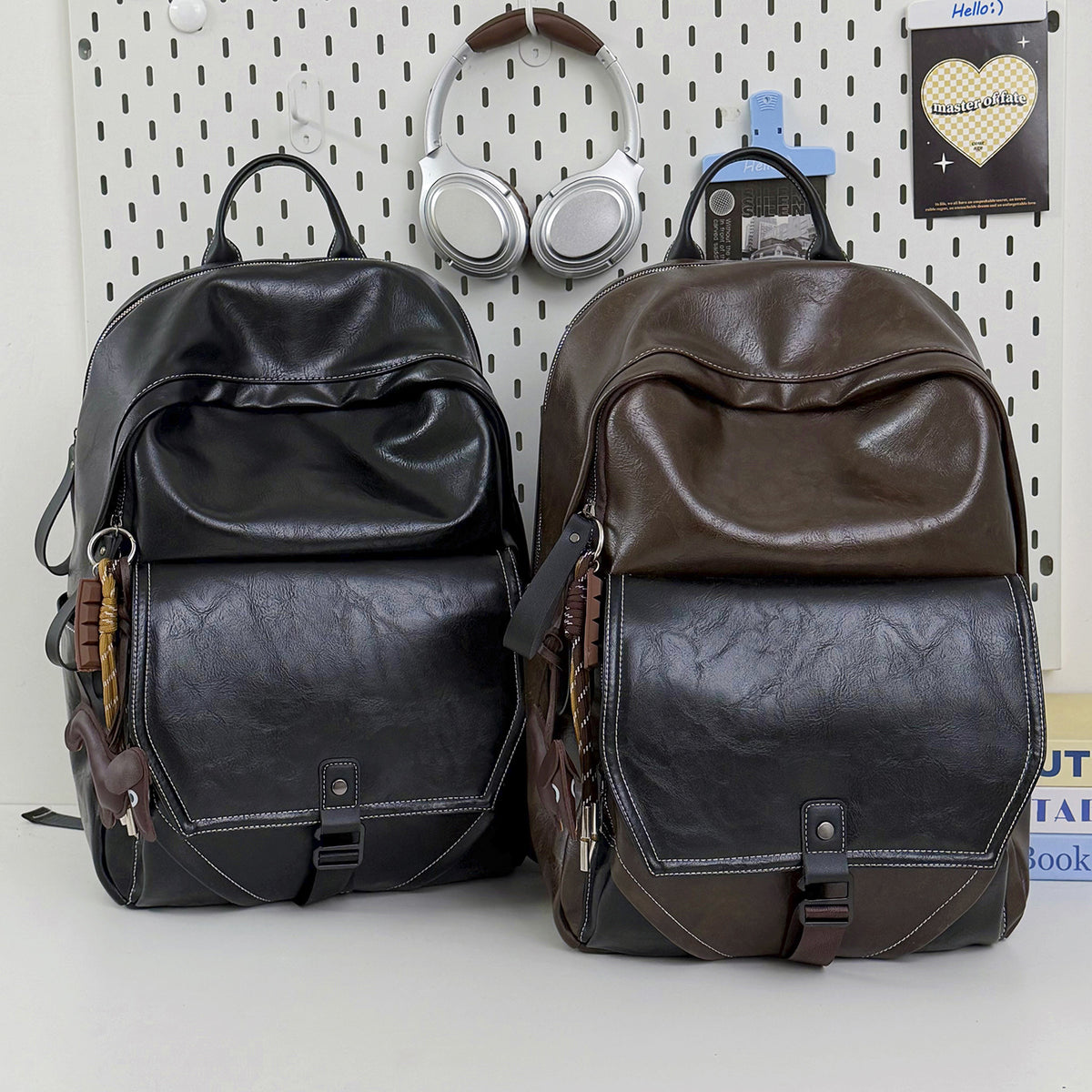 Stylischer Mehrfachfach-Leder-Laptop-Rucksack Brehn