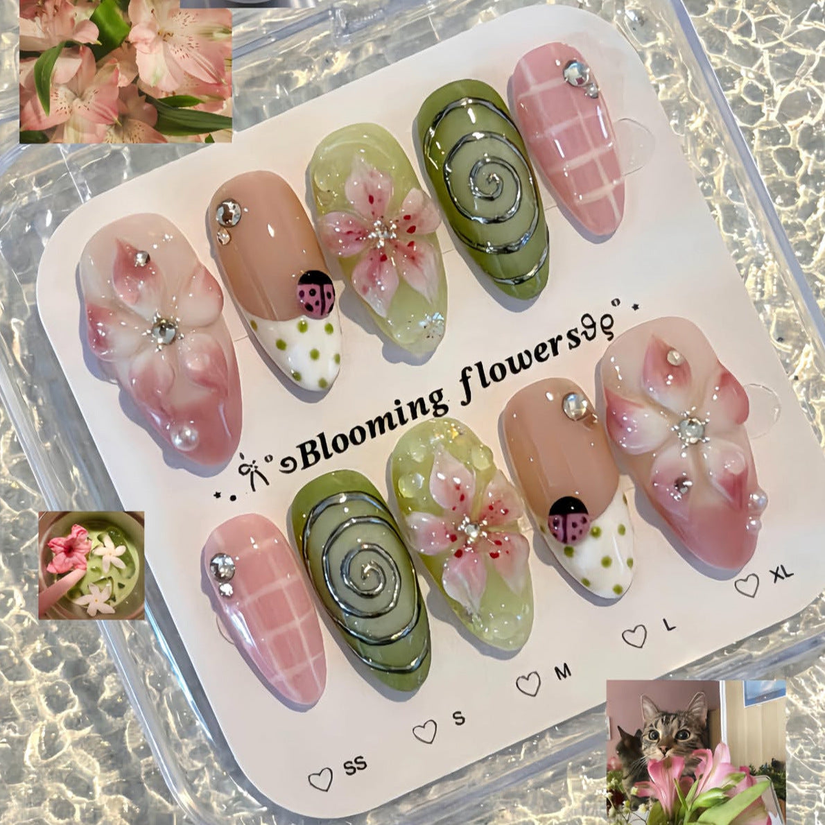 Florale Luxus Press-On Nail Art Set