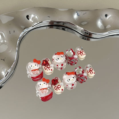 Verspieltes Hello Kitty-Themen Press-On Nagelkunst Set