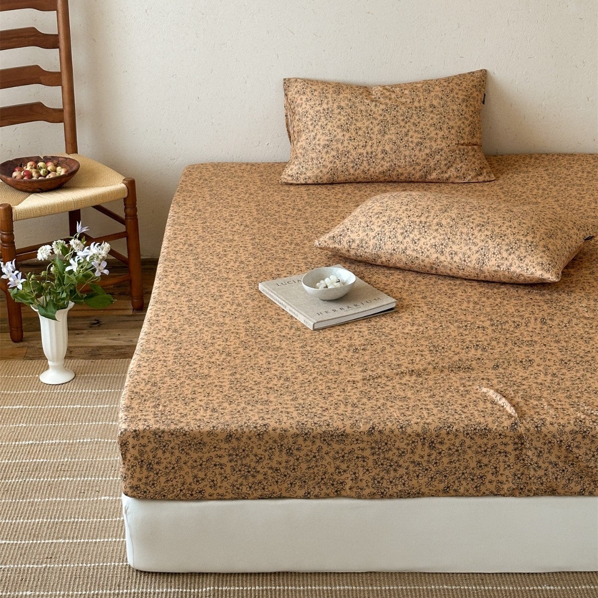Bedrucktes Baumwoll-Percale Spannbettlaken und Kissenbezug Set