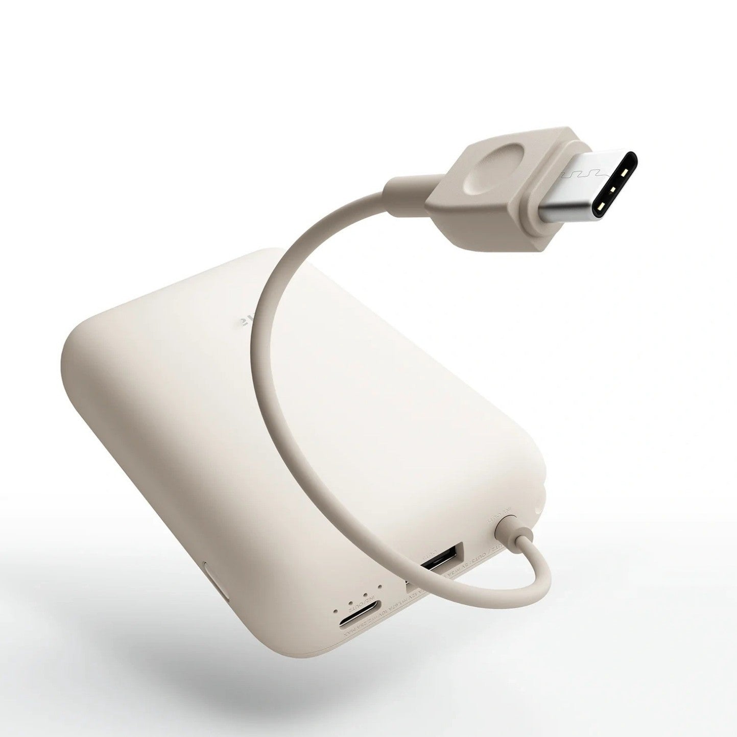 Kompakte Hochleistungs tragbare Powerbank mit integriertem USB-C-Kabel und Silikon-Trageband Brehn