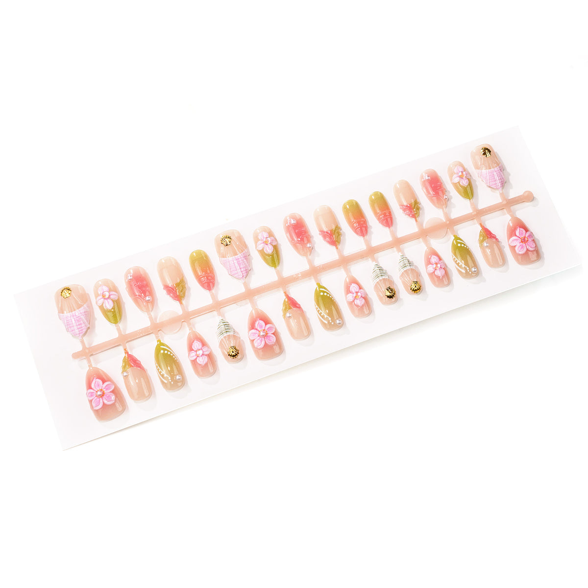 Künstlerisches florales Press-On-Nagel-Set Brehn